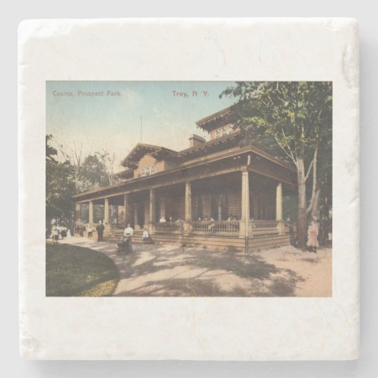 Troy NY Casino、プロスペクトパーク、1910ヴィンテージ ストーンコースター (正面)