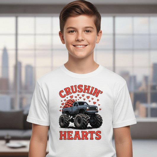 Truck Crushin’ Hearts Kids T-Shirt – Cute Valentin Tシャツ