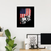 Truck Driver American Flag Trucker Gift ポスター (ホームオフィス)