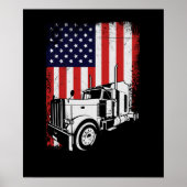 Truck Driver American Flag Trucker Gift ポスター (正面)