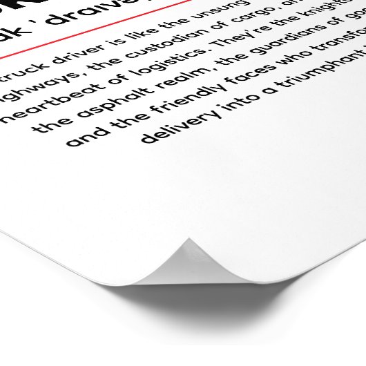 Truck Driver Definition for Truck Driver Day ポスター (角)