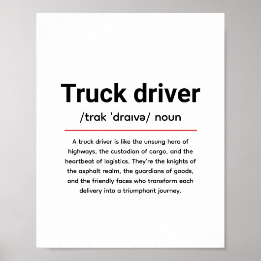 Truck Driver Definition for Truck Driver Day ポスター (正面)