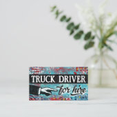 Truck Driver For Hire Business Card - Blue Red 名刺 (スタンド正面)