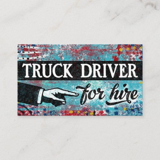 Truck Driver For Hire Business Card - Blue Red 名刺 (正面)