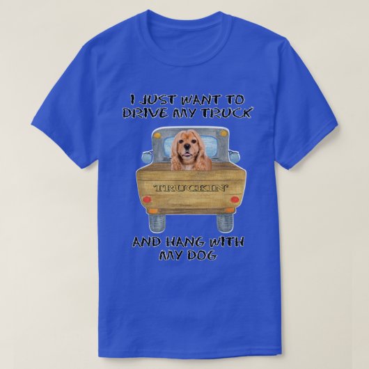 Truck Driving Dog American Cocker Spaniel  Tシャツ (デザイン正面)