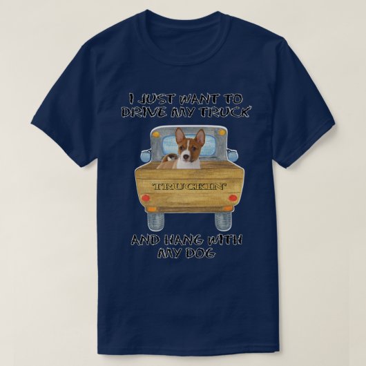 Truck Driving Dog Basenji  Tシャツ (デザイン正面)