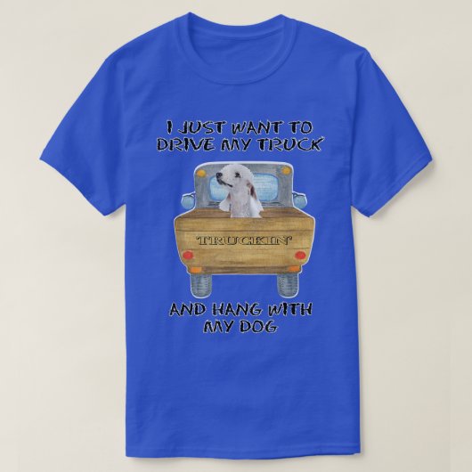 Truck Driving Dog Bedlington Terrier Tシャツ (デザイン正面)