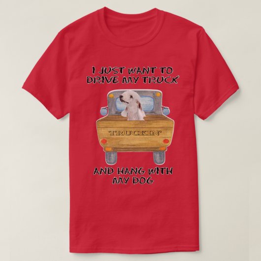 Truck Driving Dog Bedlington Terrier Tシャツ (デザイン正面)
