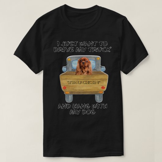 Truck Driving Dog Cavalier King Charles Brown Tシャツ (デザイン正面)