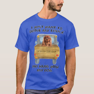 Truck Driving Dog Cavalier King Charles Brown Tシャツ