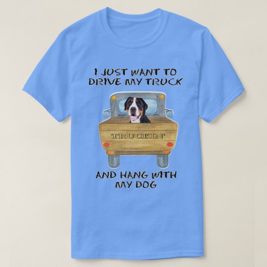 Truck Driving Dog Greater Swiss Mountain Dog  Tシャツ (デザイン正面)