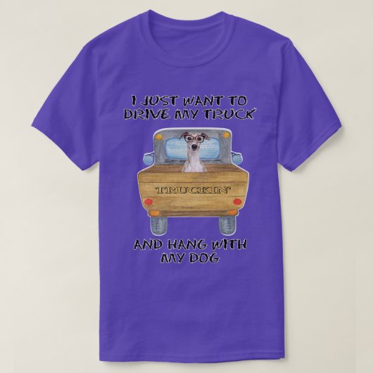 Truck Driving Dog Greyhound w Glasses  Tシャツ (デザイン正面)