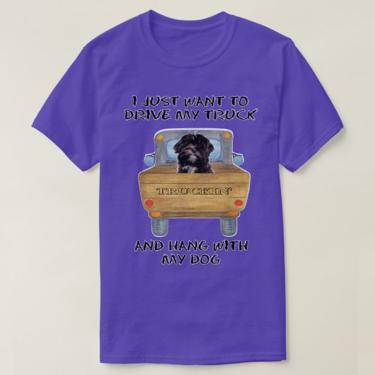 Truck Driving Dog Lhasa Apso  Tシャツ (デザイン正面)