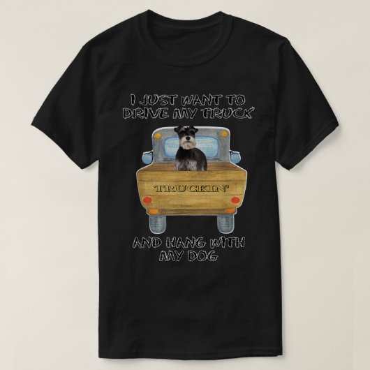 Truck Driving Dog Miniature Schnauzer 2  Tシャツ (デザイン正面)