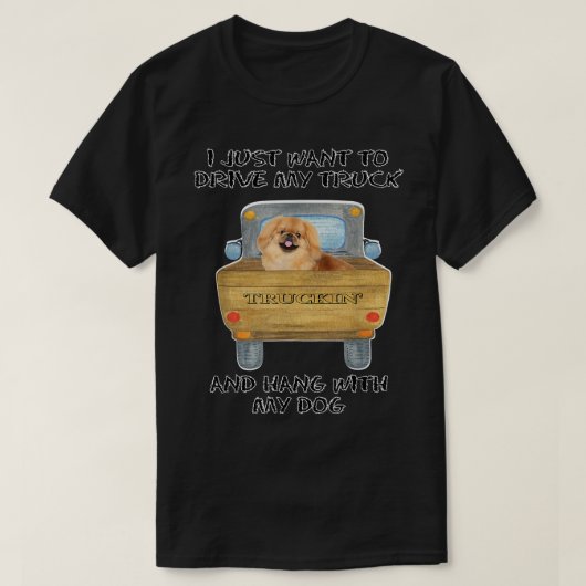 Truck Driving Dog Pekingese Tシャツ (デザイン正面)