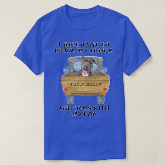 Truck Driving Dog Pitbull 1  Tシャツ (デザイン正面)