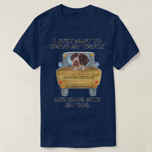 Truck Driving Dog Pointers German Wirehaired Tシャツ (デザイン正面)