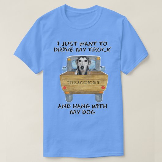 Truck Driving Dog Saluki  Tシャツ (デザイン正面)