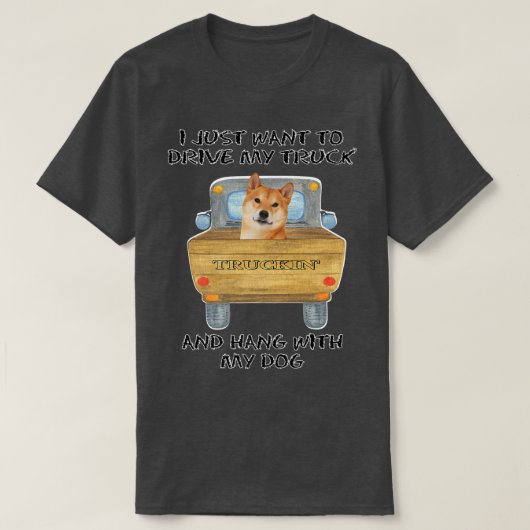 Truck Driving Dog Shiba Inu Tシャツ (デザイン正面)