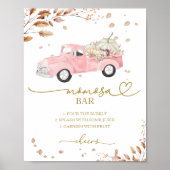 Truck Fall Girl Baby Shower MOMosa Bar Sign ポスター (正面)