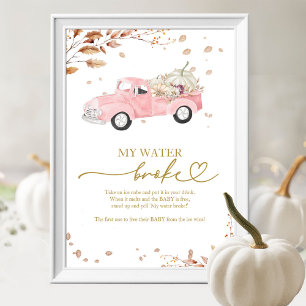 Truck Fall Girl Baby Shower My Water Broke Game  ポスター
