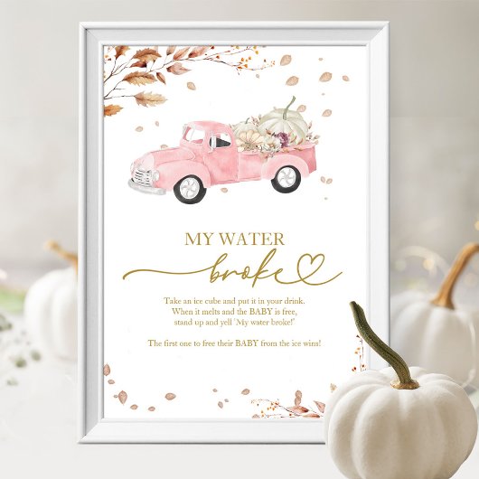 Truck Fall Girl Baby Shower My Water Broke Game ポスター