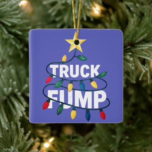 Truck Fump Minimal Art Xmas Lights And Star セラミックオーナメント (ツリー)