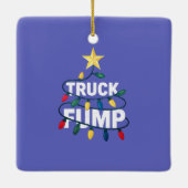 Truck Fump Minimal Art Xmas Lights And Star セラミックオーナメント (裏面)