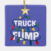 Truck Fump Minimal Art Xmas Lights And Star セラミックオーナメント (正面)