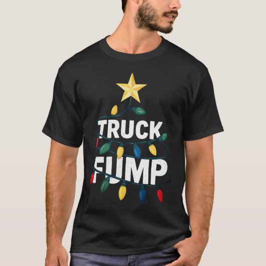 Truck Fump Minimal Art Xmas Lights And Star Tシャツ (正面)