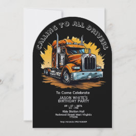 Truck Themed Boy Birthday Invitation 招待状