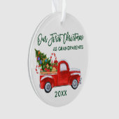 Truck Tree私たちの初めてのクリスマスを祖父母として オーナメント (正面)