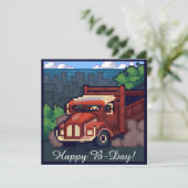 Truck, vrachtwagen, happy b-day pixel art,  カード (スタンド正面)