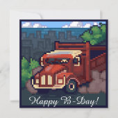 Truck, vrachtwagen, happy b-day pixel art,  カード (正面)