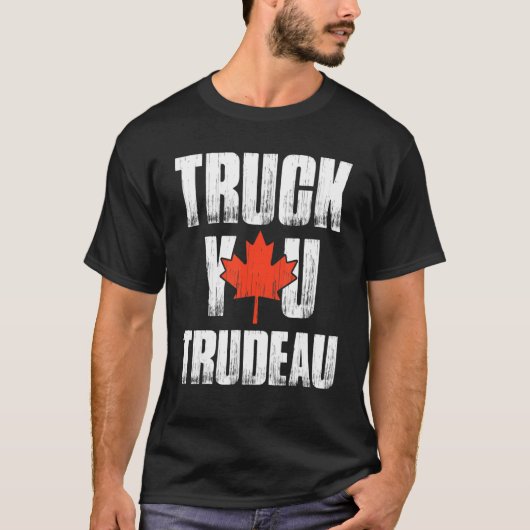 Truck You Trudeau Retro Trucker Support Freedom Co Tシャツ (正面)