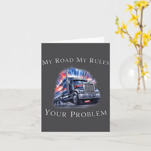 Trucker American Flag Truck Driver カード (黄色い花)