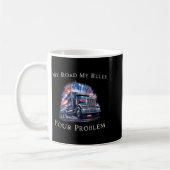 Trucker American Flag Truck Driver  コーヒーマグカップ (左)