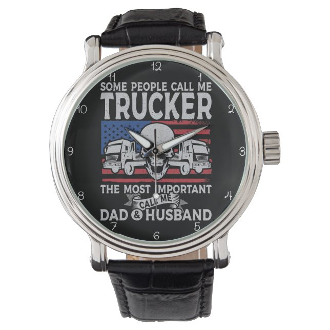 Trucker, Dad, Husband, American Skull 腕時計 (正面)