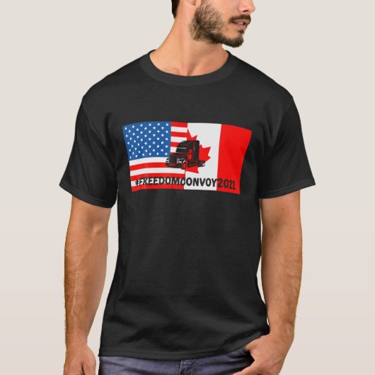 Trucker For Freedom Convoy 2022、アメリカのカナダ人 Tシャツ (正面)