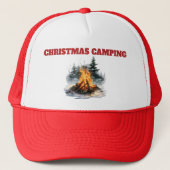 Trucker Hat-Christmas Camping Cap – Bonfire & Cozy キャップ (正面)