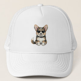 Trucker Hat Punk Corgi in Sunglasses Edgy Dog Art キャップ