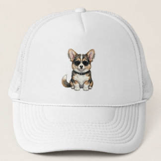 Trucker Hat Punk Corgi in Sunglasses Edgy Dog Art キャップ