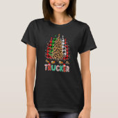 Trucker Leopard Red White Green Plaid Christmas Tr Tシャツ (正面)