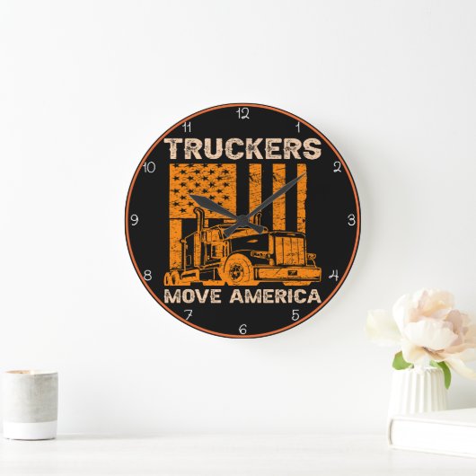 Truckers Move America:オレンジプライド ラージ壁時計 (ホーム)