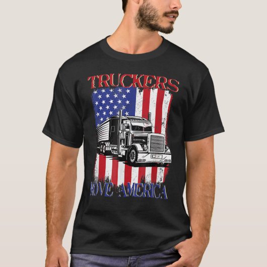 Truckers Move American Truckin Driver 18 w Tシャツ (正面)