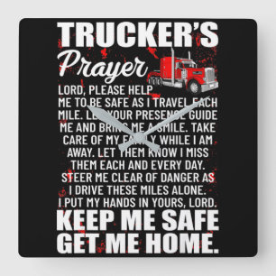 Truckers Prayer Keep Me Safe Get Me Home スクエア壁時計