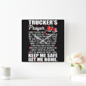 Truckers Prayer Keep Me Safe Get Me Home スクエア壁時計 (ホーム)