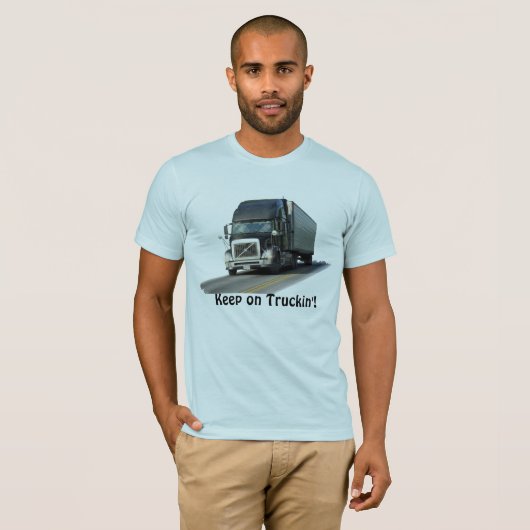 "Truckin'"の貨物トラックの運転手のTシャツで保って下さい Tシャツ (正面フル)