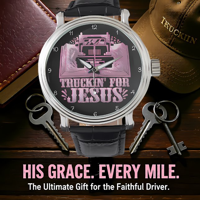 Truckin' For Jesus: Pink Faith 腕時計 (クリエイターアップロード済み)