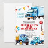 Trucks birthday party theme invitation 招待状 (正面/裏面)